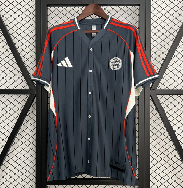 2025-26 Bayern Munich Grey Baseball Shirt